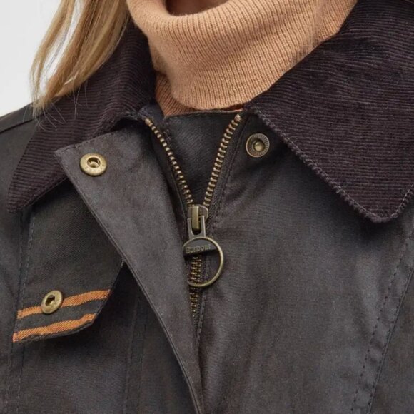 Barbour Fiddich Waxed Cotton Coat in Olive MSRP$495 English Chic - Picture 10 of 11